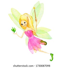 Cute Fairy Girl Pink Dress Magic Stock Illustration 1730087098 