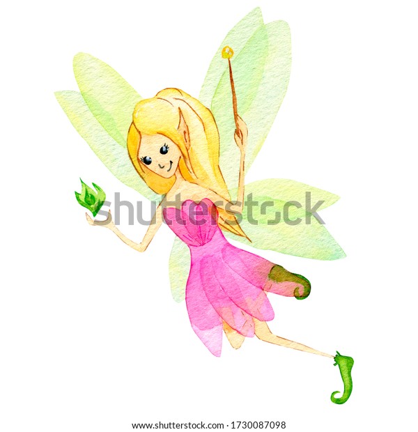 Cute Fairy Girl Pink Dress Magic Stock Illustration 1730087098 ...