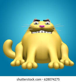 Cute Fat Cat 3d Illustration Funny Stock Illustration 628074275 ...