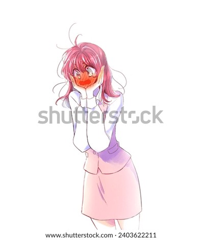 Cute female office worker who is shy Stock photo © 