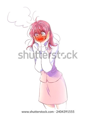 Cute female office worker who is shy Stock photo © 