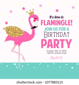 Cute Flamingo Birthday Party Invite