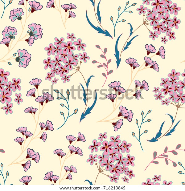 Cute Floral Pattern Small Flower Motifs Stock Illustration 716213845 ...