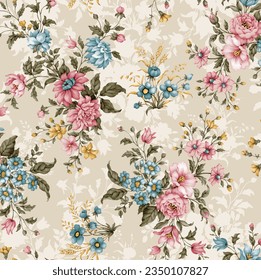 cute flowers pattern image suitable for textile design or wall decoration