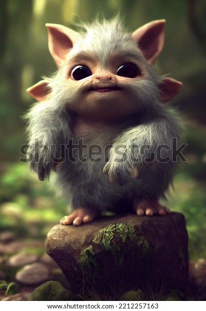 Cute Fluffy Forest Troll Gremlin Cartoon Stock Illustration 2212257163 ...