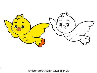 Cute Flying Bird Coloring Pages Book Stock Illustration 1825886420