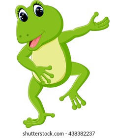 Cartoon Funny Green Lizard Posing Isolated Stock Vector (Royalty Free ...