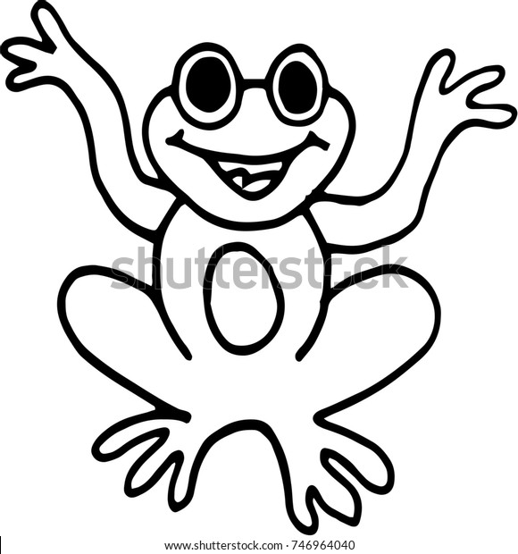 Cute Frog Coloring Page Stock Illustration 746964040