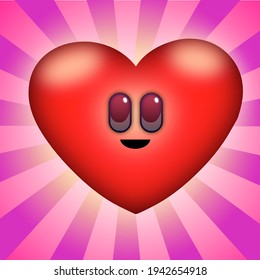 A cute and funny big heart character representing love. Digital illustration