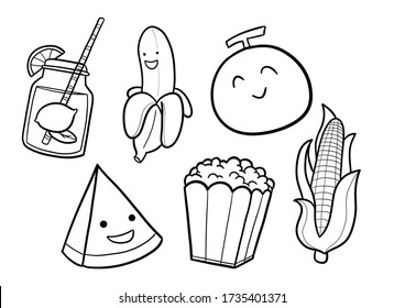cute funny drinks coloring page kawaii stock illustration 1735401359