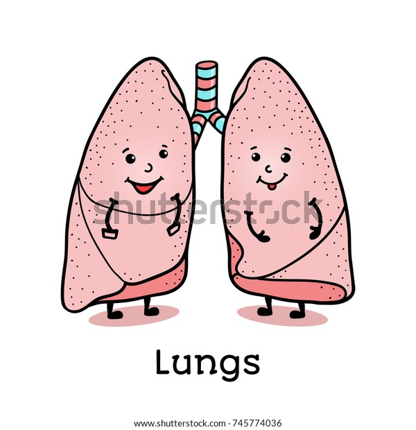 Cute Funny Human Lung Characters Cartoon Stock Illustration 745774036