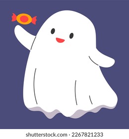 Cute ghost holding wrapped