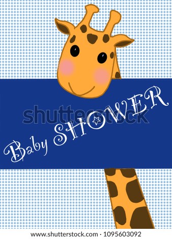 Royalty Free Stock Illustration Of Cute Giraffe Blue Banner Baby