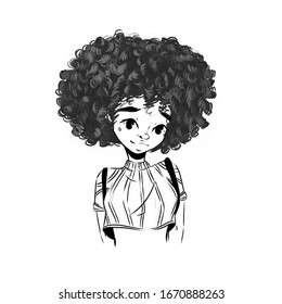 Cute Girl Crop Top Curly Hairstyle Stock Illustration 1670888263 ...