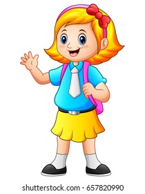 Cute Girl Go School Stock Illustration 657820990 | Shutterstock