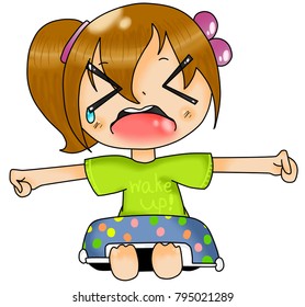 Cute Girl Illustration Cartoon Bed Stock Illustration 795021289 ...