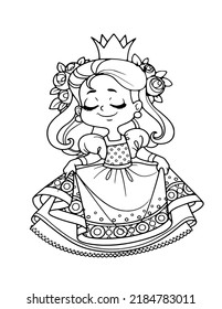 Cute Girl Princess Coloring Page Stock Illustration 2184783011 ...