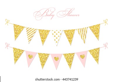 Cute glamour vintage golden glitter bunting flags for your decoration - Powered by Shutterstock