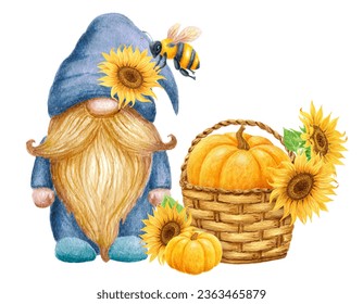 Cute Gnome and bee