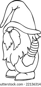 Cute Gnome Outline Art Coloring Page