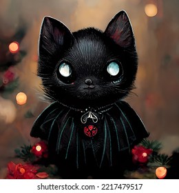 A Cute Gothic Christmas Kitty