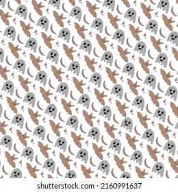 cute gray brown happy halloween ghost bat moon Star pattern vintage style for background card textile digital paper banner wallpaper business invitation graphic design 