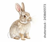 Cute Gray Bunny Rabbit isolated watercolor illustration painting Pastel Easter animal art transparent white background greeting card stationary holiday easter gift egg decoration paper stationery