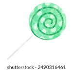 cute green lollipop watercolor hand drawn illustration digital art painting isolated on white background 