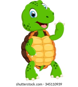 Cute Green Waving Turtle Stock Illustration 345110939 | Shutterstock