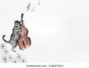 El gato de dibujos animados gris liso reproduce la ilustración de contrabando fondo gris 