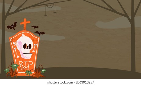 Cute Halloween Background, Tombstone Illustration