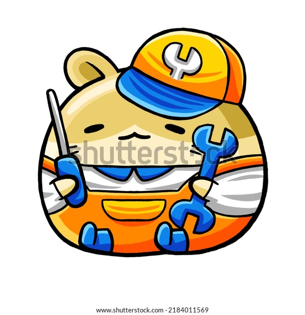 Cute Hamster Mechanic\
Cartoon Style