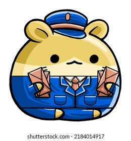 Cute Hamster Postman Cartoon Style