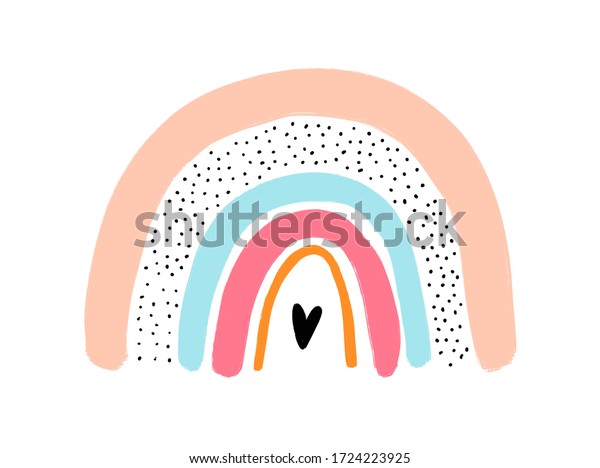 Cute Hand Drawn Baby Rainbow Modern Stock Illustration 1724223925