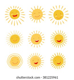 Cute Hand Drawn Sun Icons