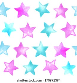 Cute Hand Drawn Watercolor Star Seamless