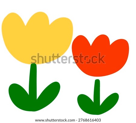 Cute hand-drawn flower illustrations in flat vector style