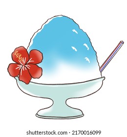 Cute Hand-drawn Illustrations Of Blue Hawaii Shaved Ice