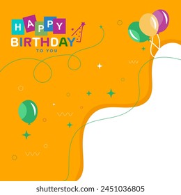  cute happy birthday card with balloons - happy birthday concept banner social media post template - birthday poster template with stars , birthday caps and decoration template in editable eps file - Powered by Shutterstock