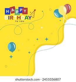  cute happy birthday card with balloons - happy birthday concept banner social media post template - birthday poster template with stars , birthday caps and decoration template in editable eps file - Powered by Shutterstock