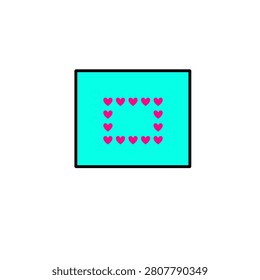 Cute Heart Frame Cyan Vector 
