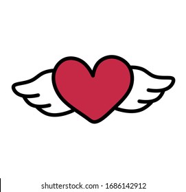 Cute Heart Wings Valentines Day Illustrati Stock Illustration ...