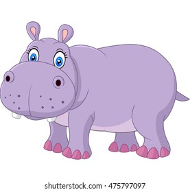 Cute Hippo Isolated On White Background Stock Illustration 475797097 ...