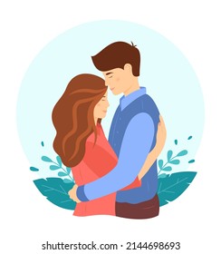 Cute Hugs Support Concept Happy Young Stock Illustration 2144698693 ...