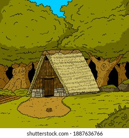 A Cute Iron Age Farming Cottage In The Forest. 