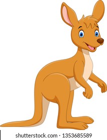 Cute Kangaroo Cartoon Isolated On White Stock Vector (royalty Free 