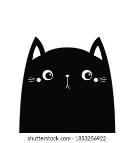 Black Cute Sitting Cat Kitten Face Stock Vector (royalty Free) 1046431855