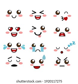 Cute Kawaii Face Icon Design
