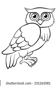 Cute Kind Owl Sitting On Tree Stock Illustration 231263581