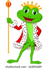 Cute King Frog Royal Stick Stock Vector (Royalty Free) 163092701 ...